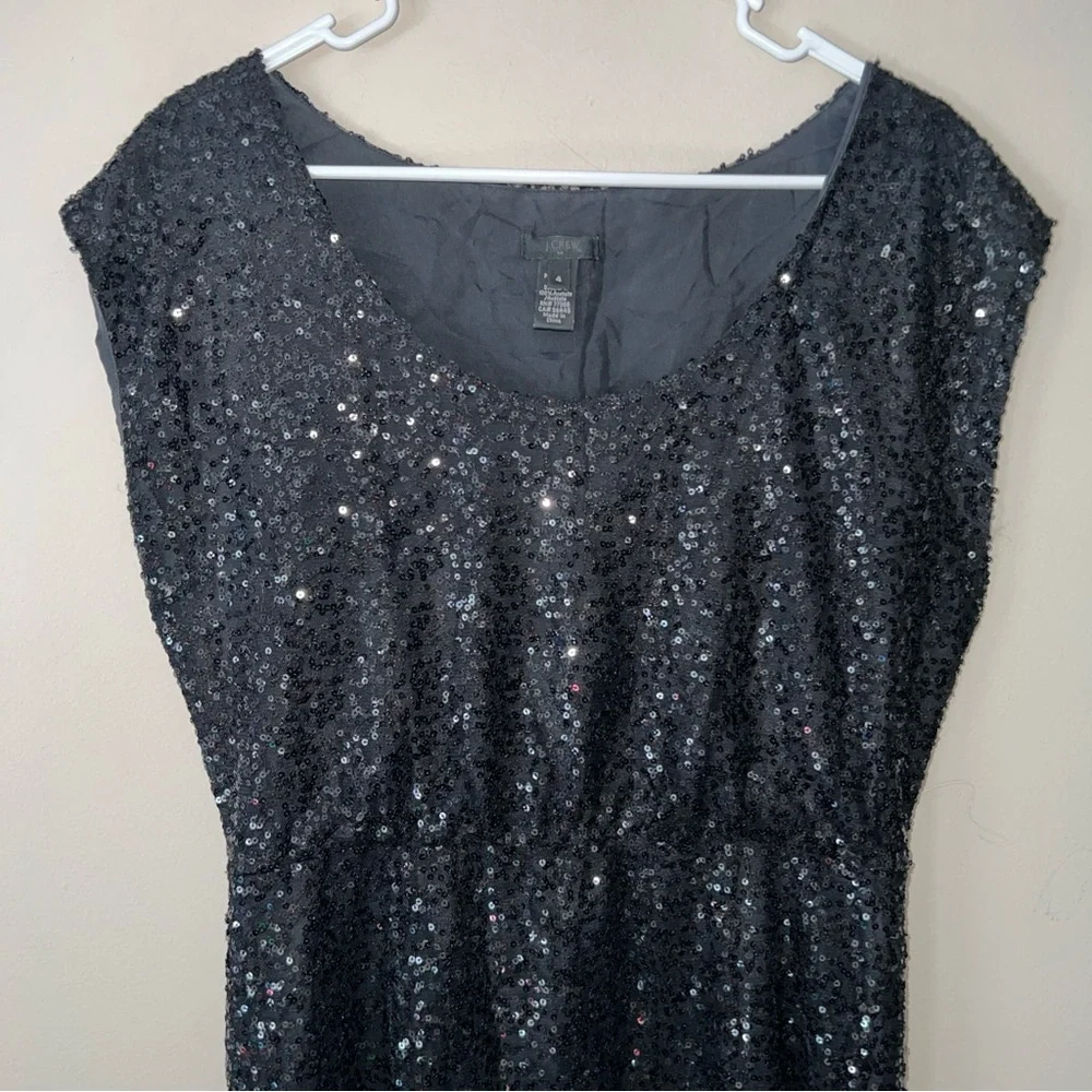 J Crew Black Sequin Sparkly Sleeveless Party Cocktail Dress Women’s Size 4